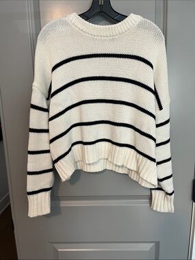 Jenni Kayne Striped Cream and Black Knit Sweater